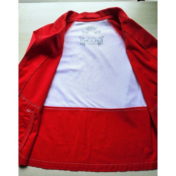 JACKET-OLEG CASSINI-Red-White Mesh Lining-Zippers-Designer-Size Small - Picture 7 of 14